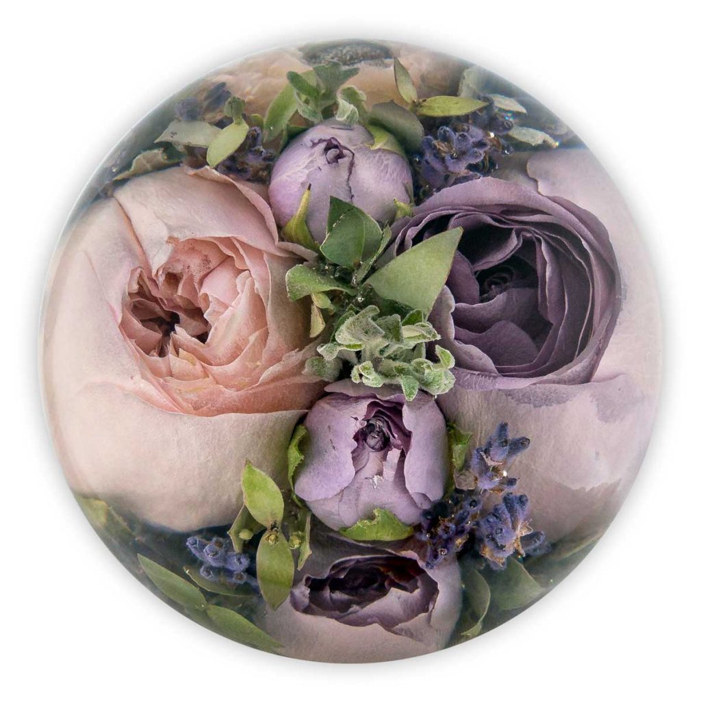 Multi Flower Paperweight 3.5 inch Flower Preservation