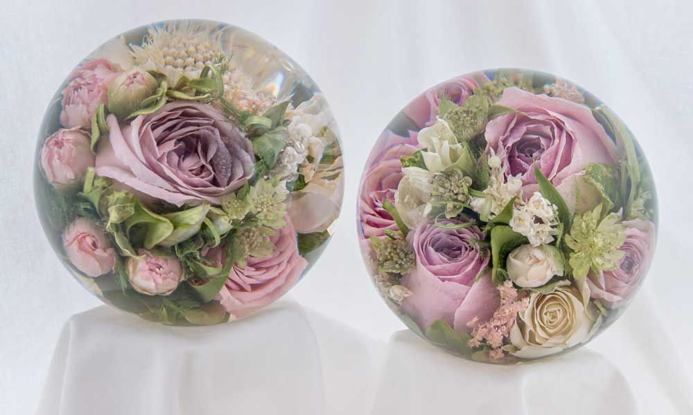 Funeral flower bouquet paperweights