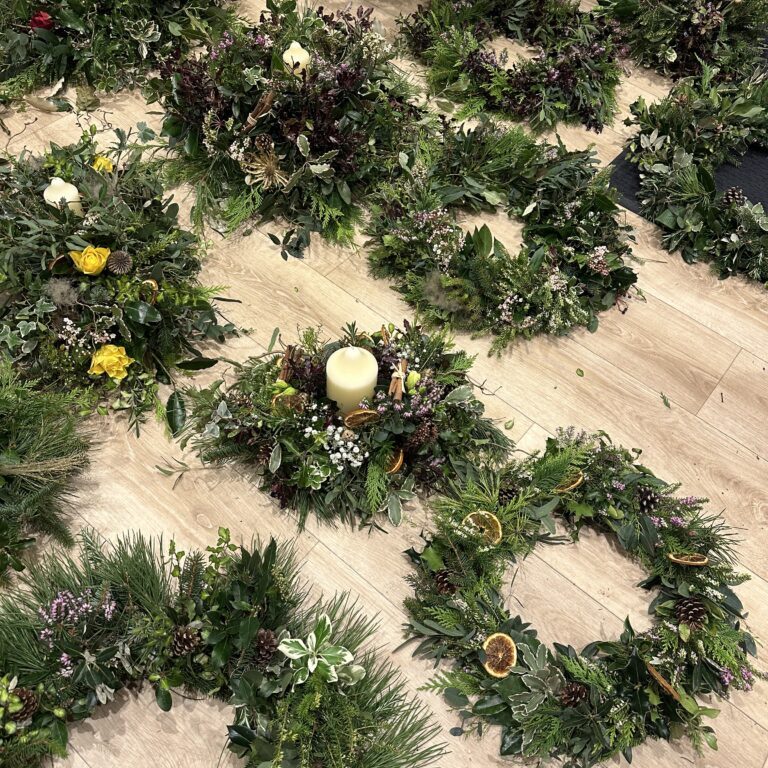 Christmas wreath making