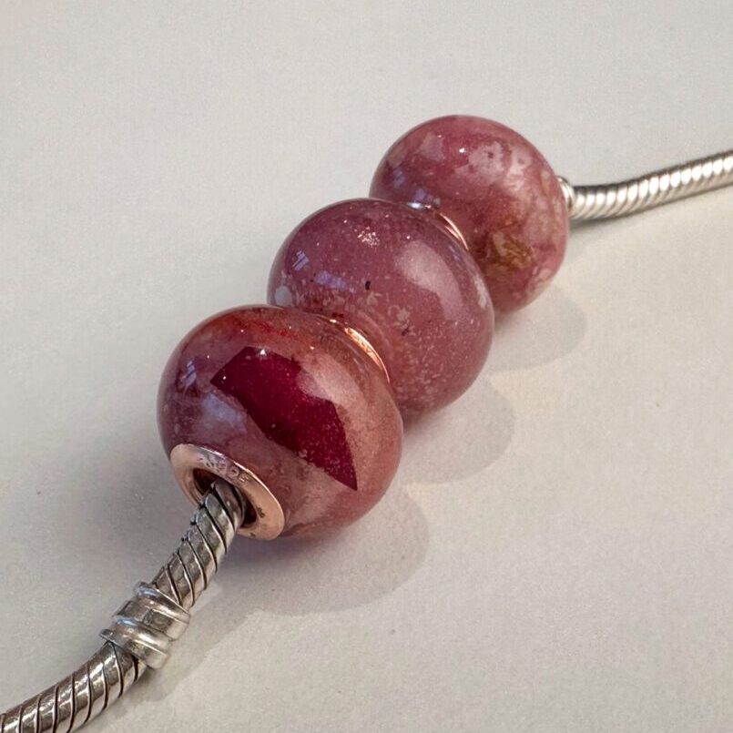 Rose Gold Clear Resin Petal Beads Set of Three - Preserved Petals